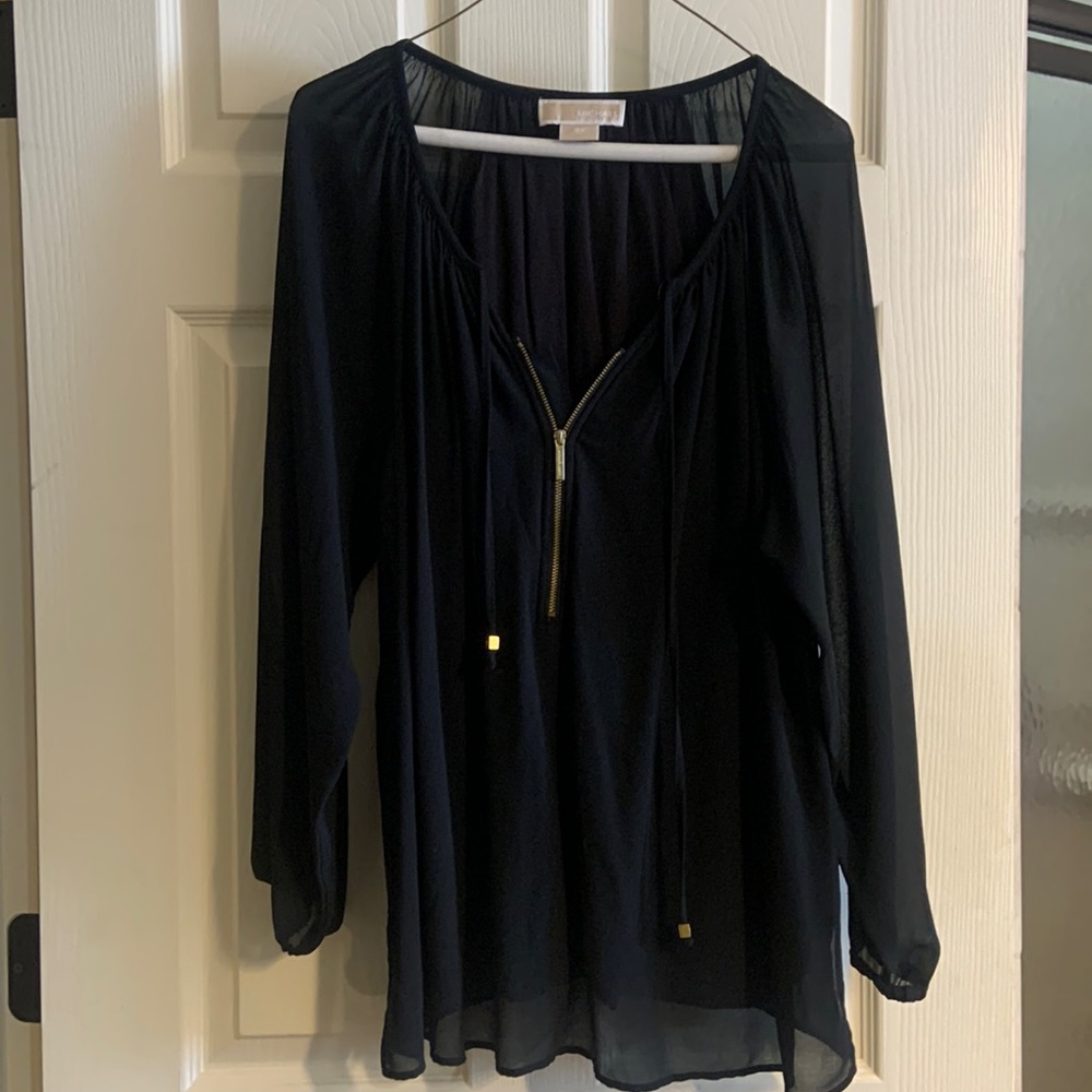 Michael Kira black lined blouse